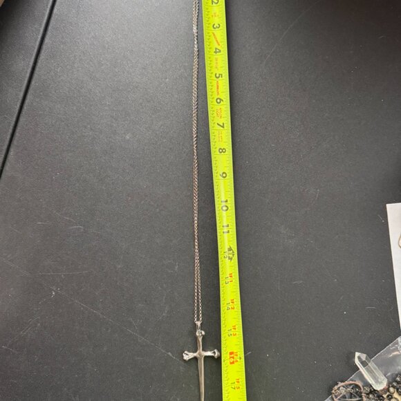 Souvenir Jewelry Bone Cross Sword Necklace Sterling Silver - Picture 5 of 5